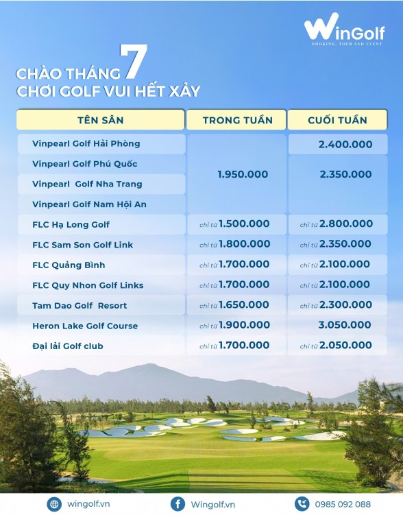  Bảng Giá Sân Golf Tháng 7: Cập Nhật Chi Tiết Và Ưu Đãi Hấp Dẫn