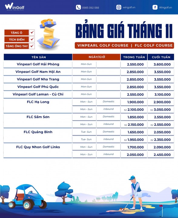 Bảng Giá Sân Golf Tháng 11 WinGolf – Ưu Đãi Hấp Dẫn, Trải Nghiệm Đẳng Cấp
